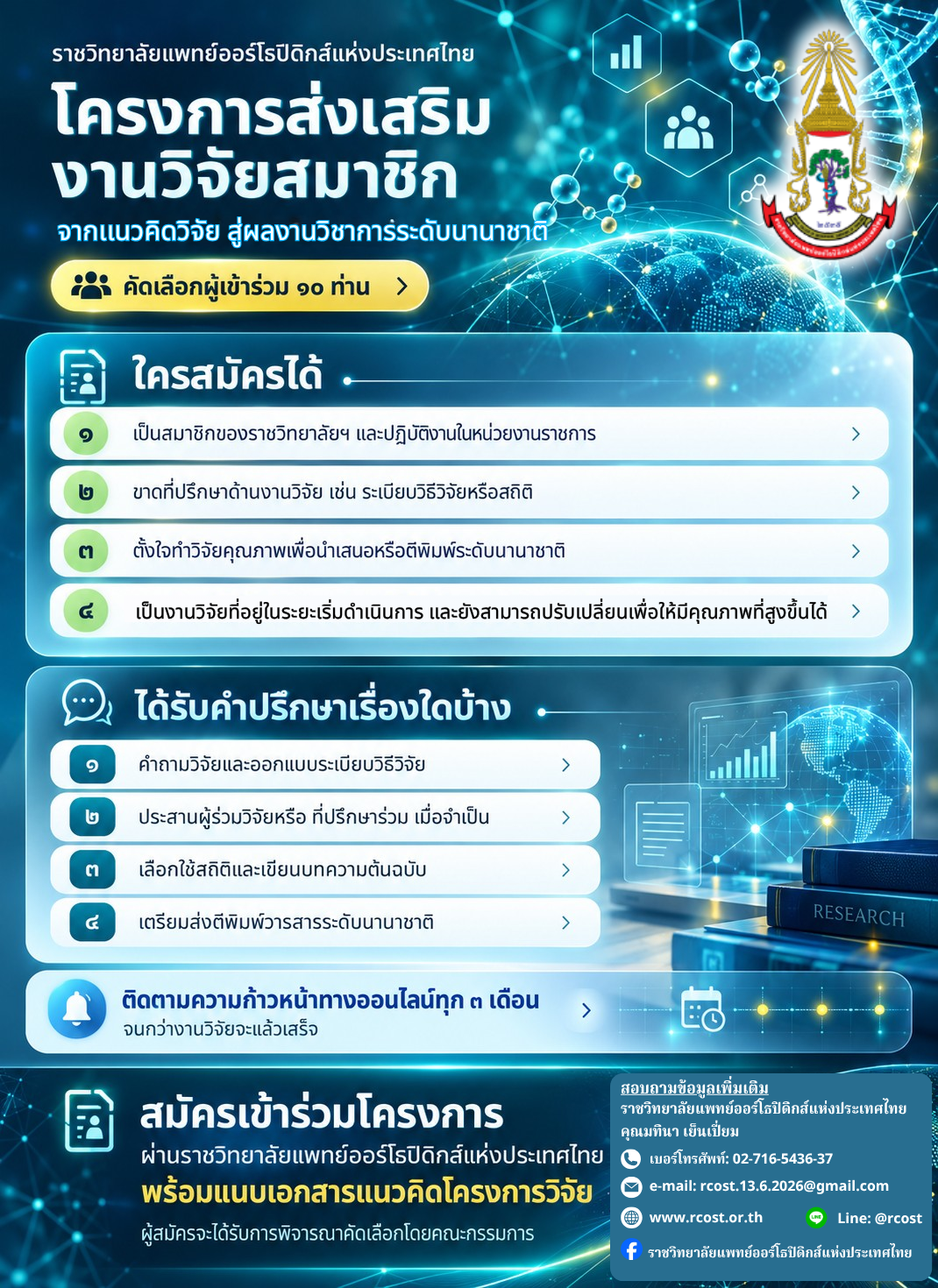 เปิดรับสมัครสมาชิกเข้าร่วมโครงการส่งเสริมงานวิจัยสมาชิก